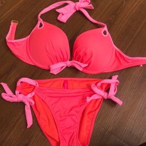 Victoria Secret bombshell bikini hot pink & coral
